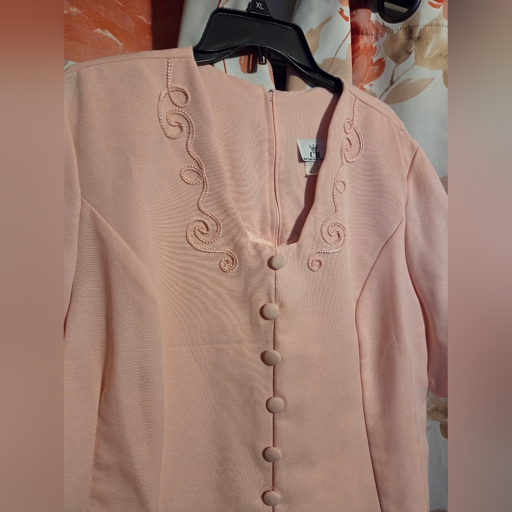 Chic Blush Button-Down Dress - image 2